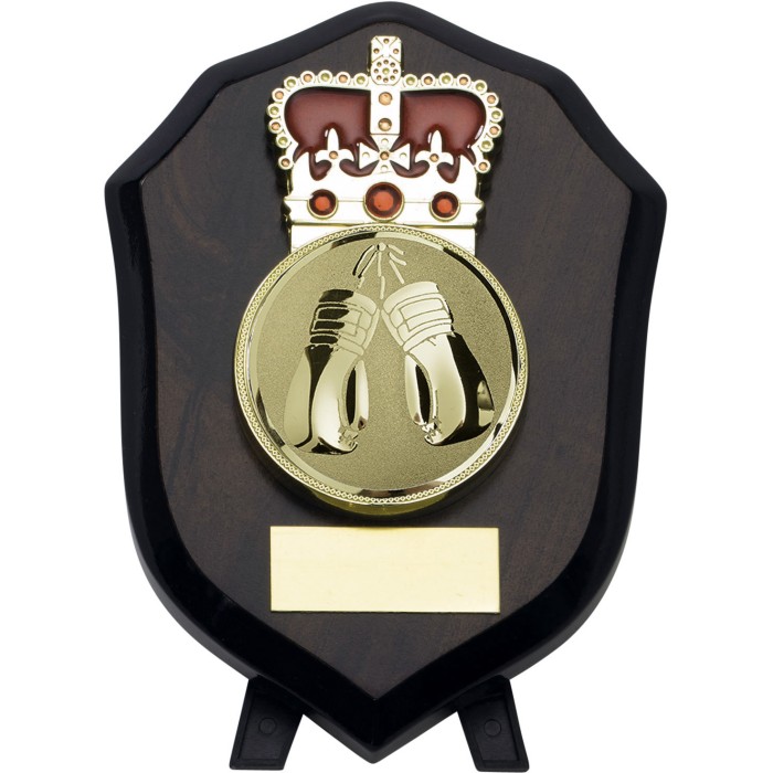 6'' Wooden Boxing Glove Presentation Plaque with engraving centre